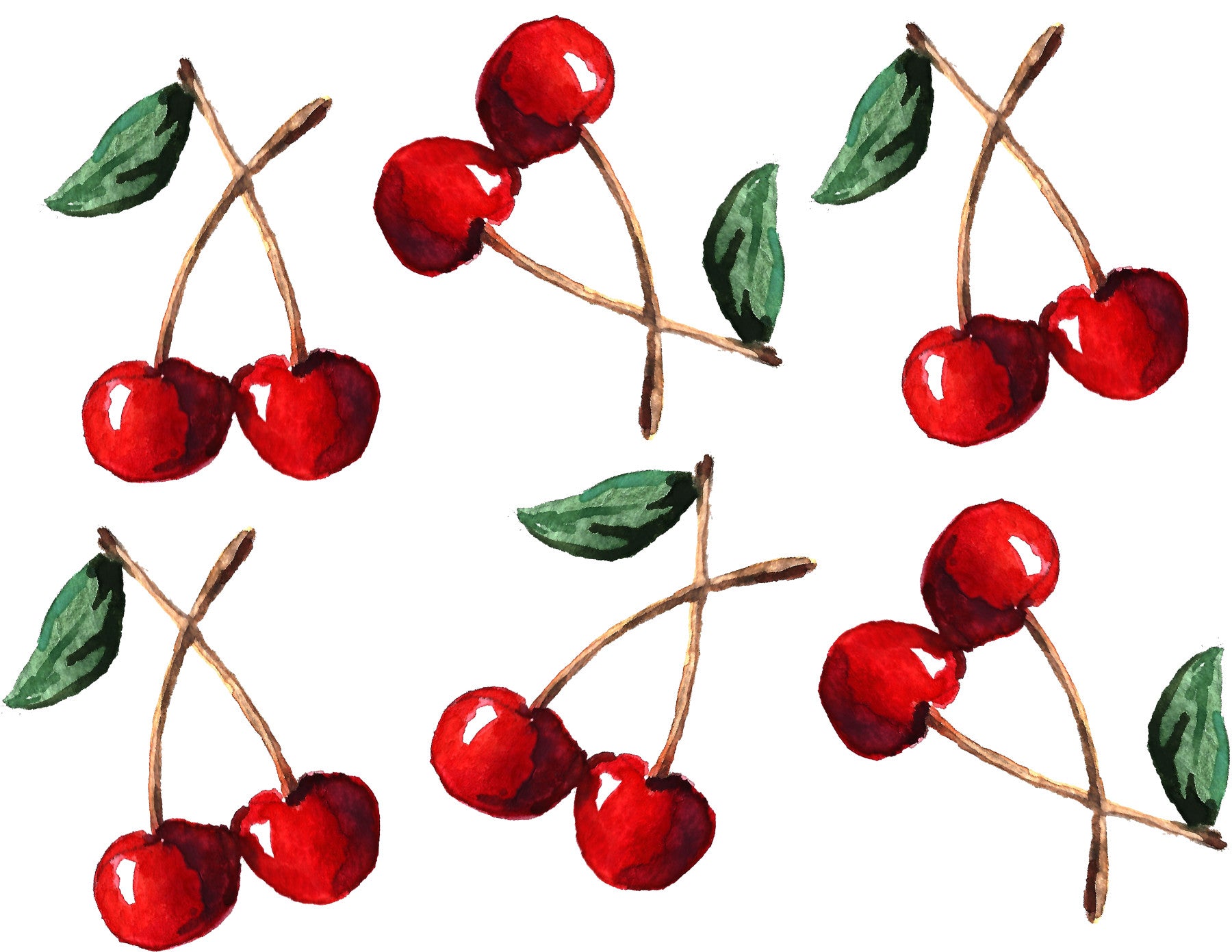 Watercolor Cherries Wallpaper⁠ in your room — zoomed