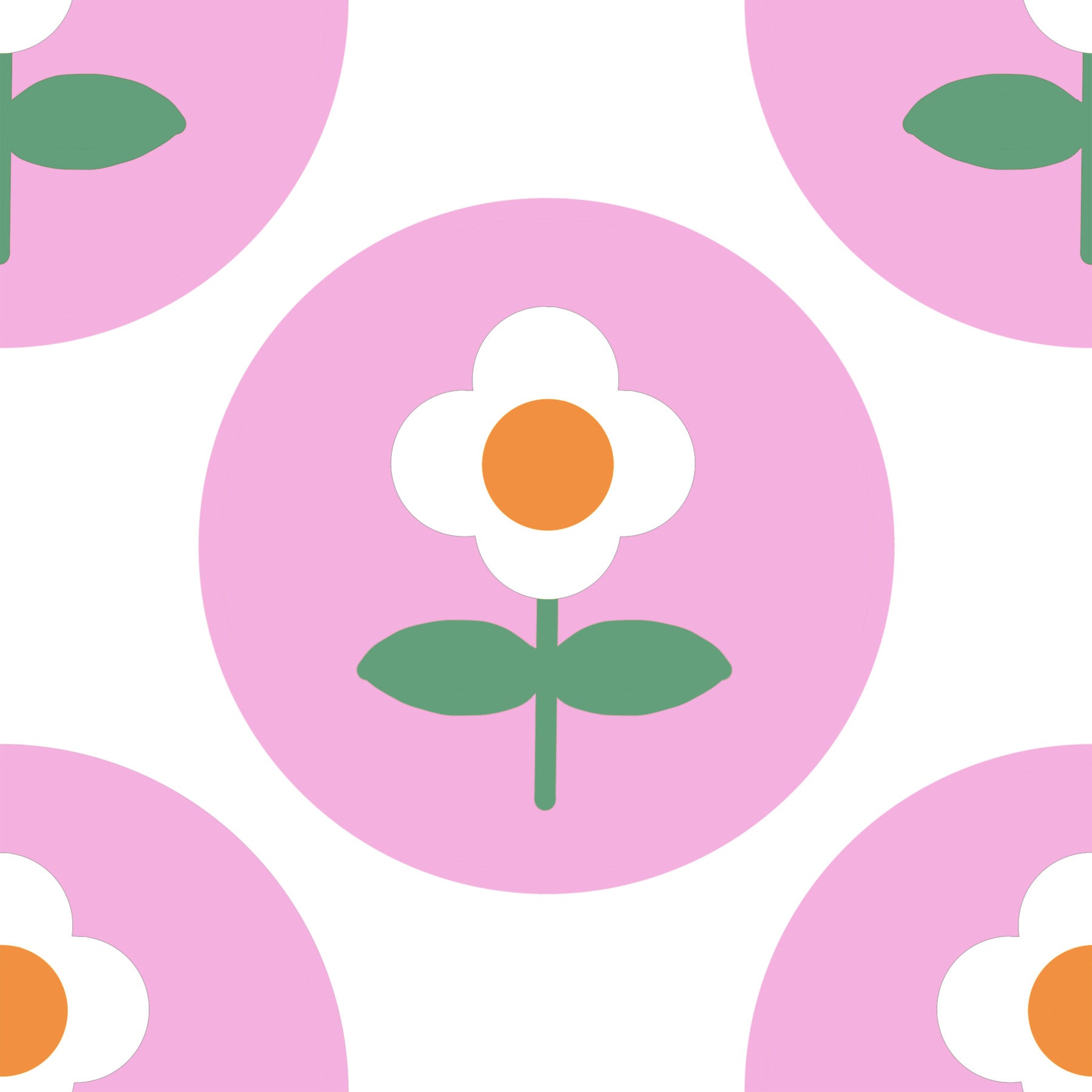 Bedroom backdrop styled in Retro Daisy Circles wallpaper print