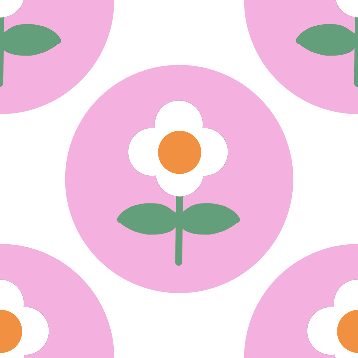 Retro Daisy Circles Wallpaper⁠ in your room