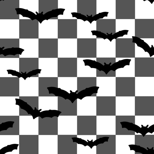 Monochrome Bats Checkerboard  Wallpaper⁠