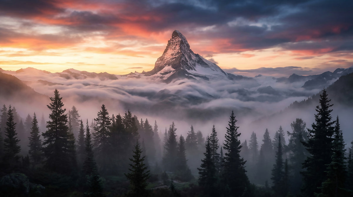 Alpenglow Summit Wall Mural in your room — zoomed