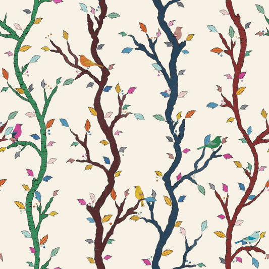 Playful Woodland Branches with Birds Wallpaper⁠