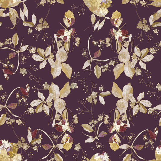 Plum Botanical Blossom Wallpaper⁠