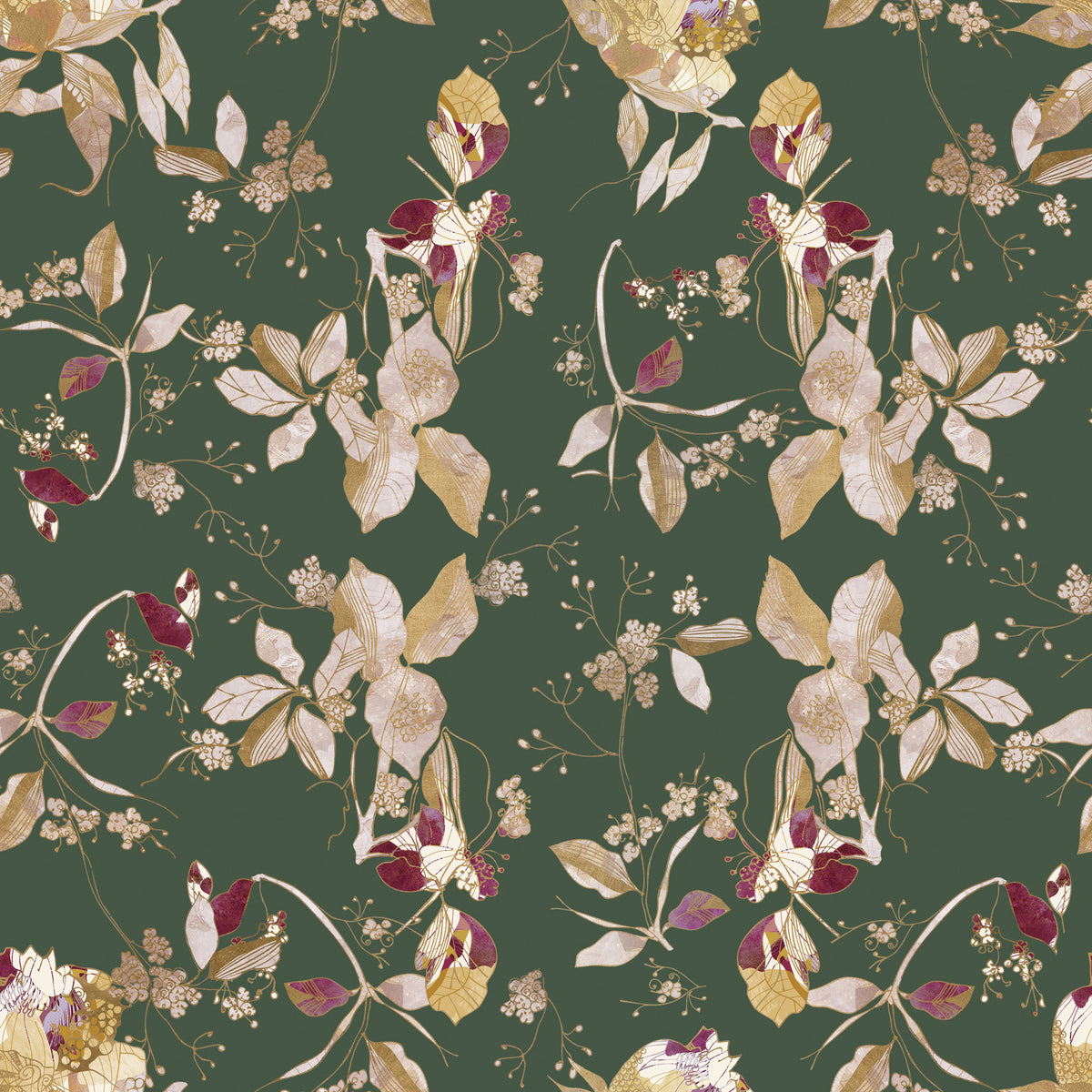 Antique Cream Botanical Wallpaper⁠ in your room