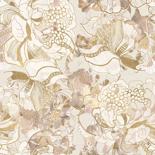 Blush Neutral Peony Wallpaper⁠