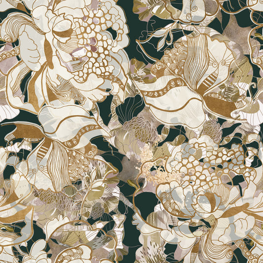 Dark Botanical Peony Wallpaper⁠