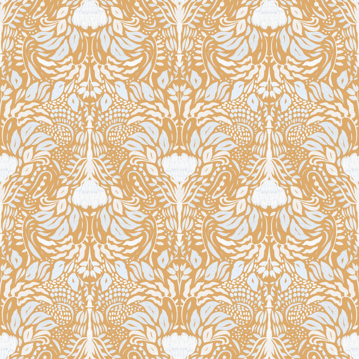 Golden Folk Floral Symmetry Wallpaper⁠ in your room — zoomed