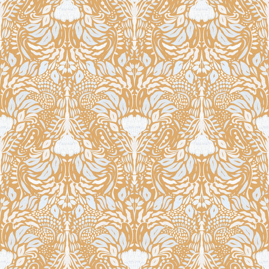 Golden Folk Floral Symmetry Wallpaper⁠