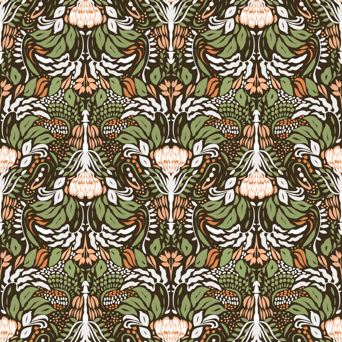 Earthy Botanical Intricate Luxurious Floral  Wallpaper⁠