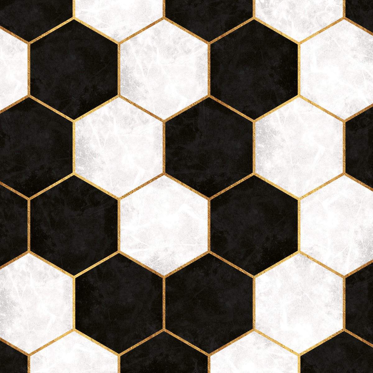 Black and White Luxe Hexagons Wall Mural in your room