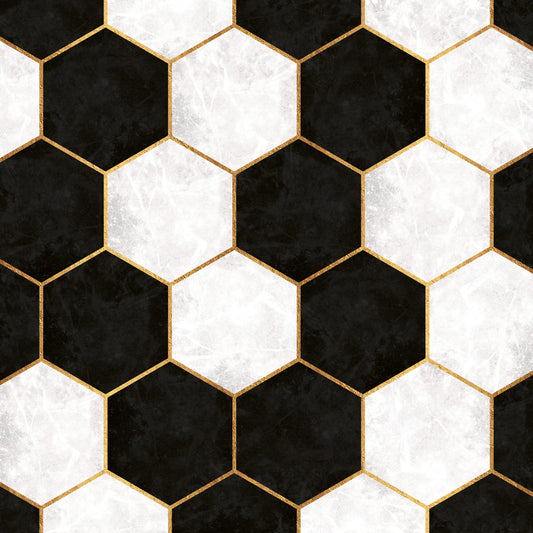 Black and White Luxe Hexagons Wall Mural