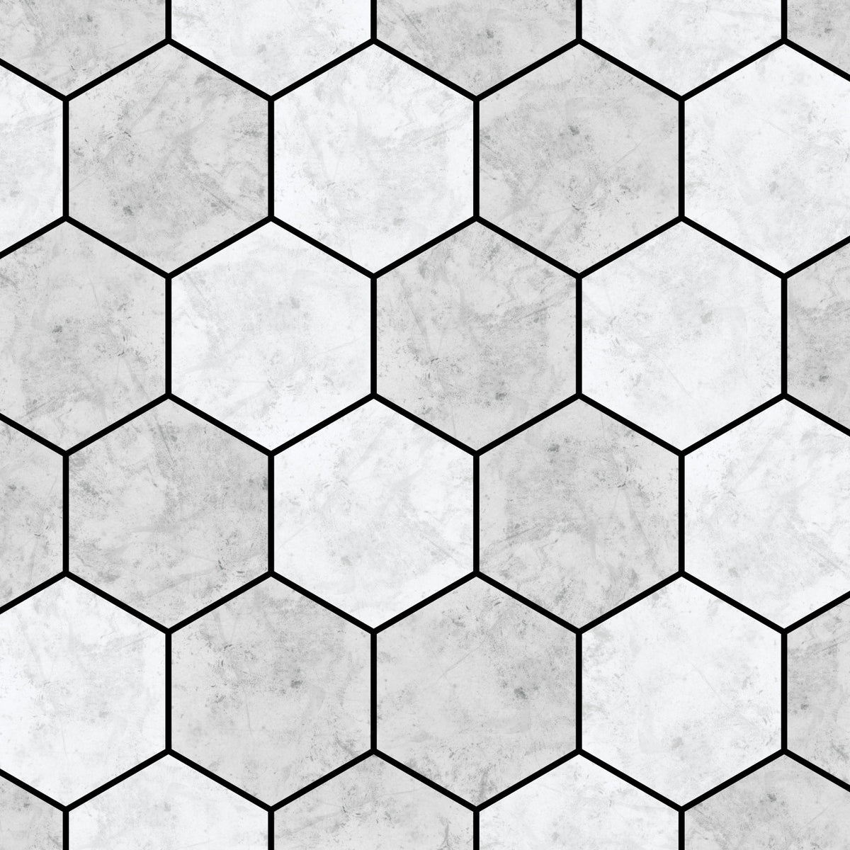 White Marble Hexagon Geometric Stone Pattern Wall Mural in your room — zoomed
