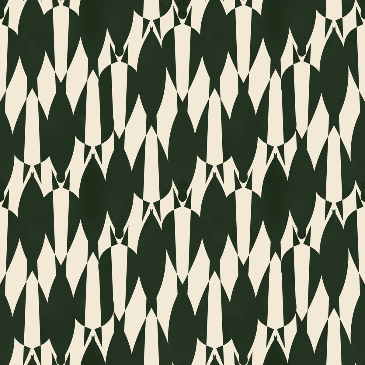 Modern Crest Pattern Green Cream  Wallpaper⁠ in your room
