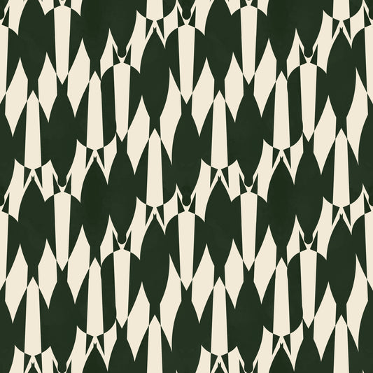 Modern Crest Pattern Green Cream  Wallpaper⁠