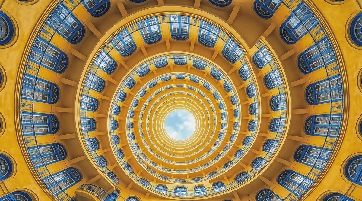 Golden Spiral Perspective Wall Mural in your room
