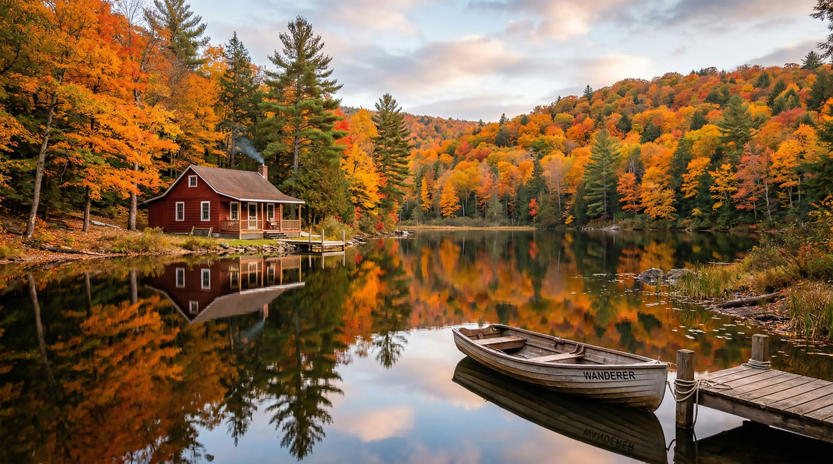 Autumn Lakeside Dream Wall Mural