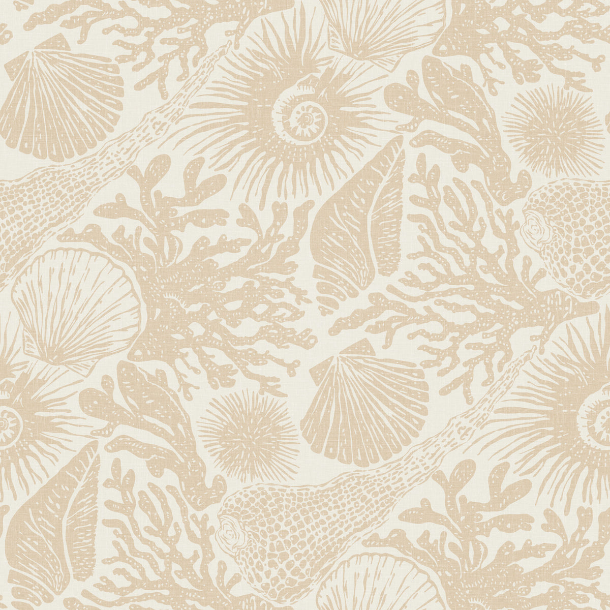 Boho Seashell & Coral Sand Wallpaper⁠ in your room — zoomed