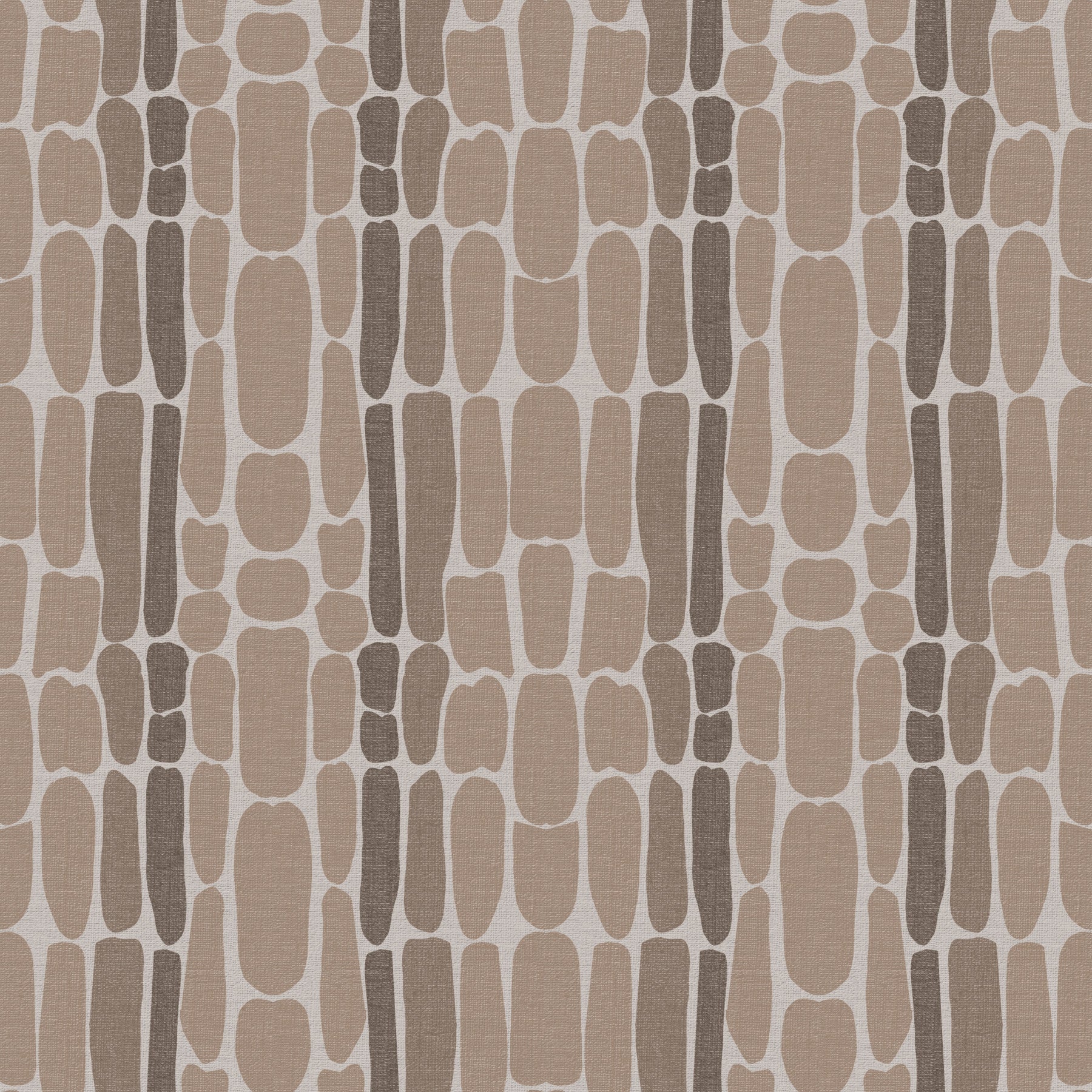 Warm dining room feature with organic stone mosaic wallpaper in beige and brown
