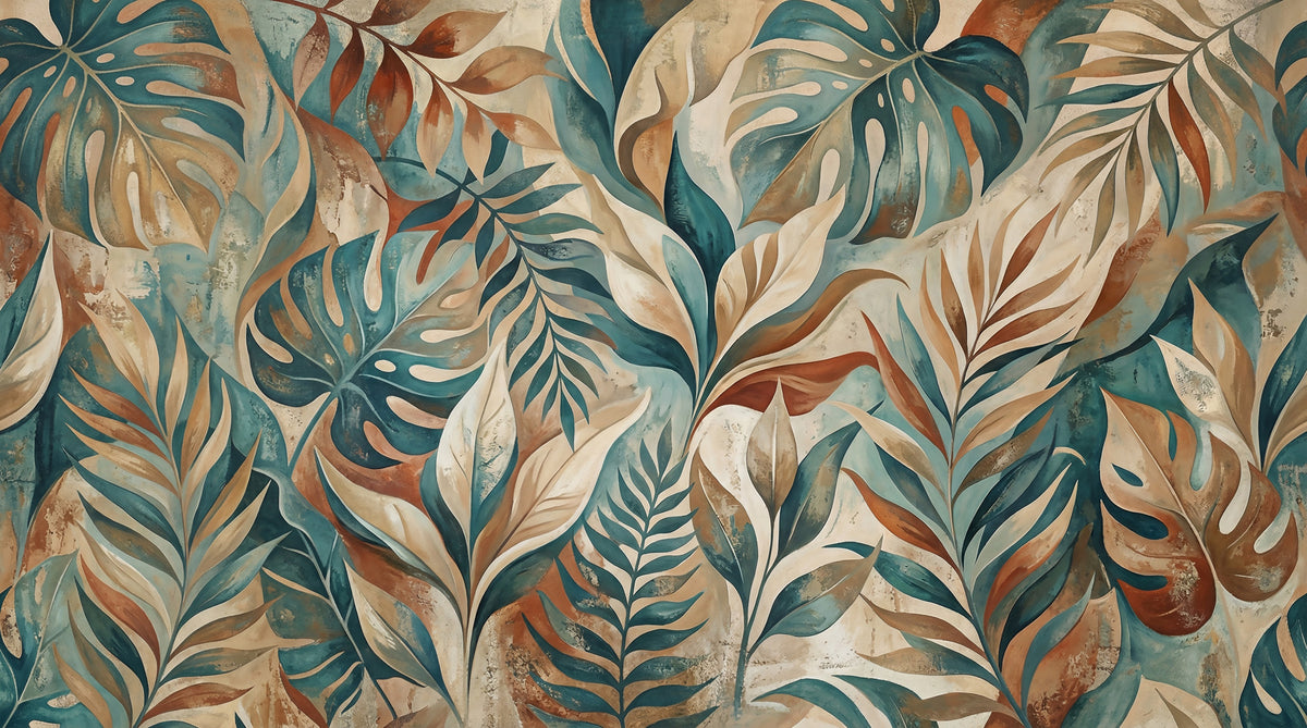 Painterly Tropical Foliage Wall Mural