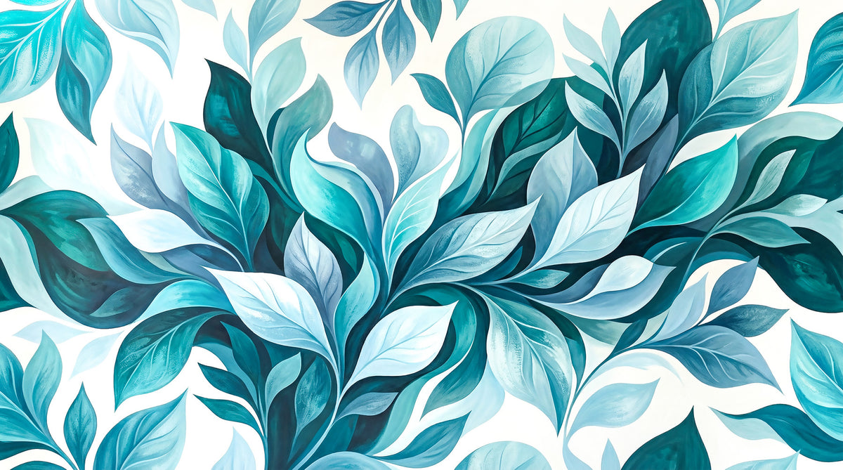 Teal Foliage Flow Wall Mural in your room