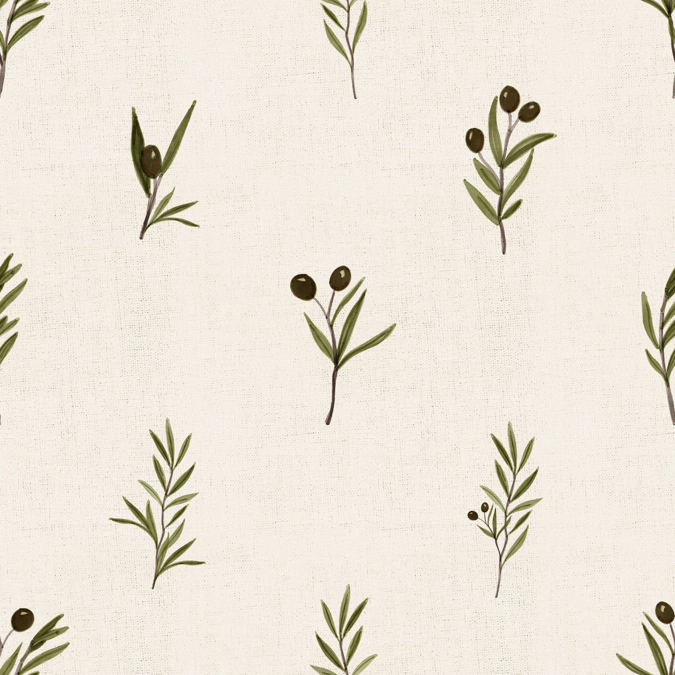 Tuscany Olive Branches On Canvas Wallpaper⁠