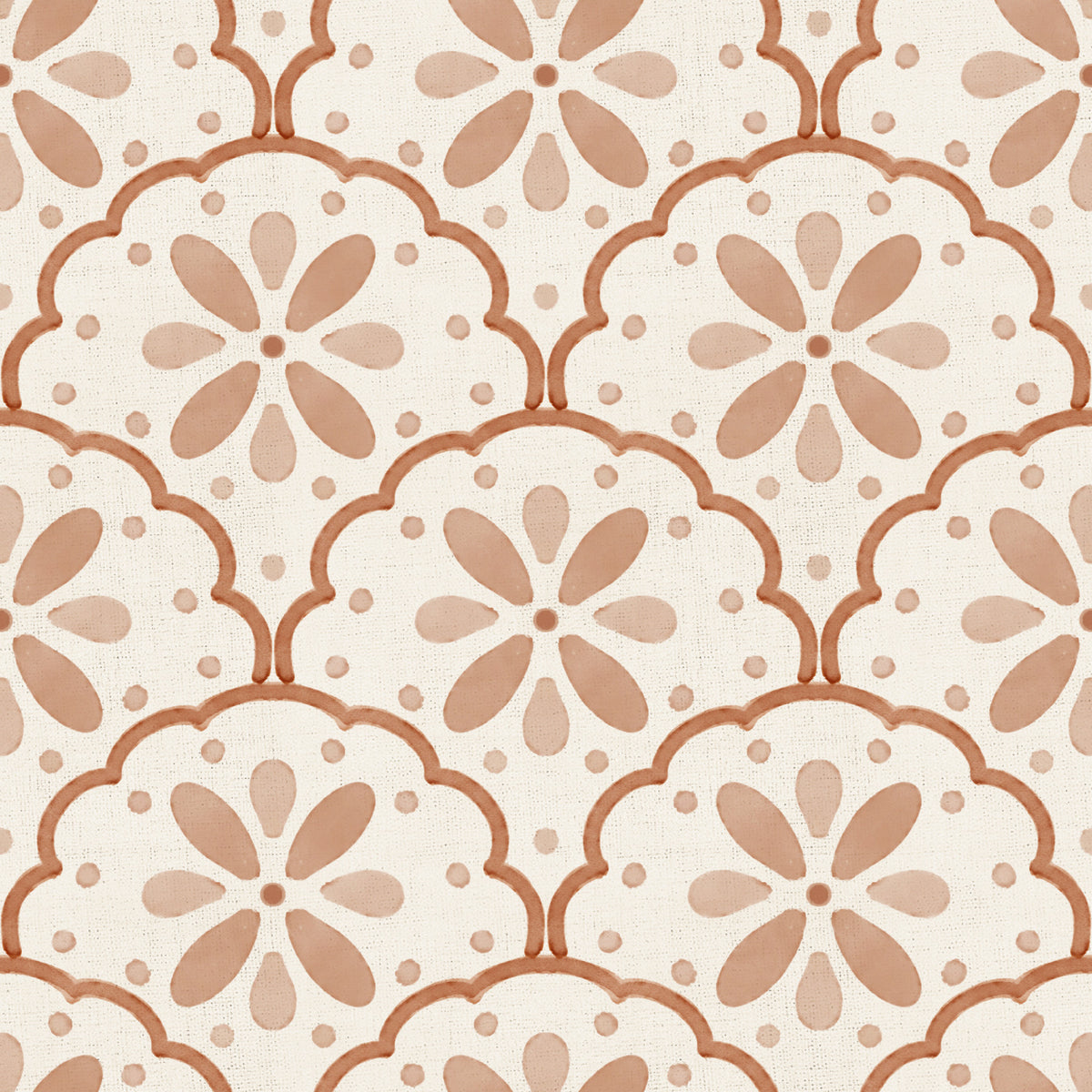 Tuscany Scallop Terracotta Wallpaper⁠ in your room — zoomed