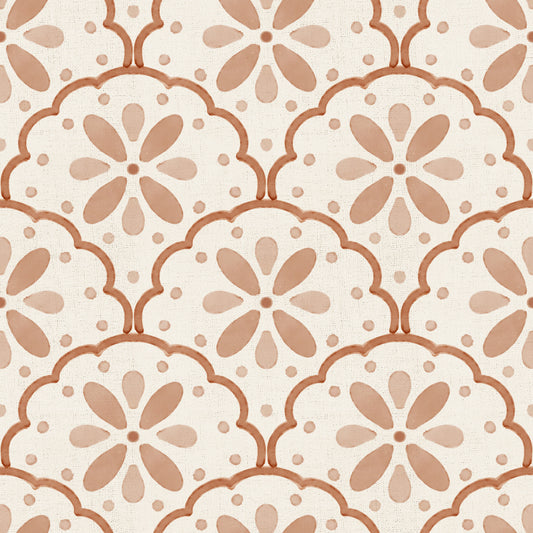 Tuscany Scallop Terracotta Wallpaper⁠