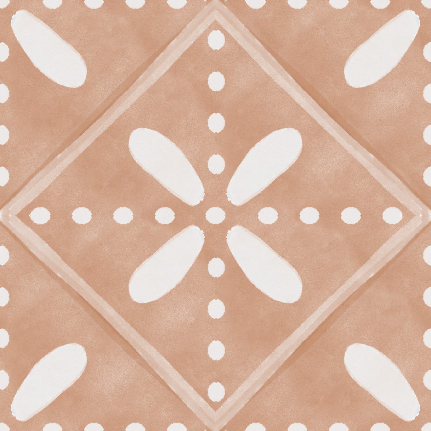 Tuscany Bloom Cotto Tiles Wallpaper⁠ in your room — zoomed