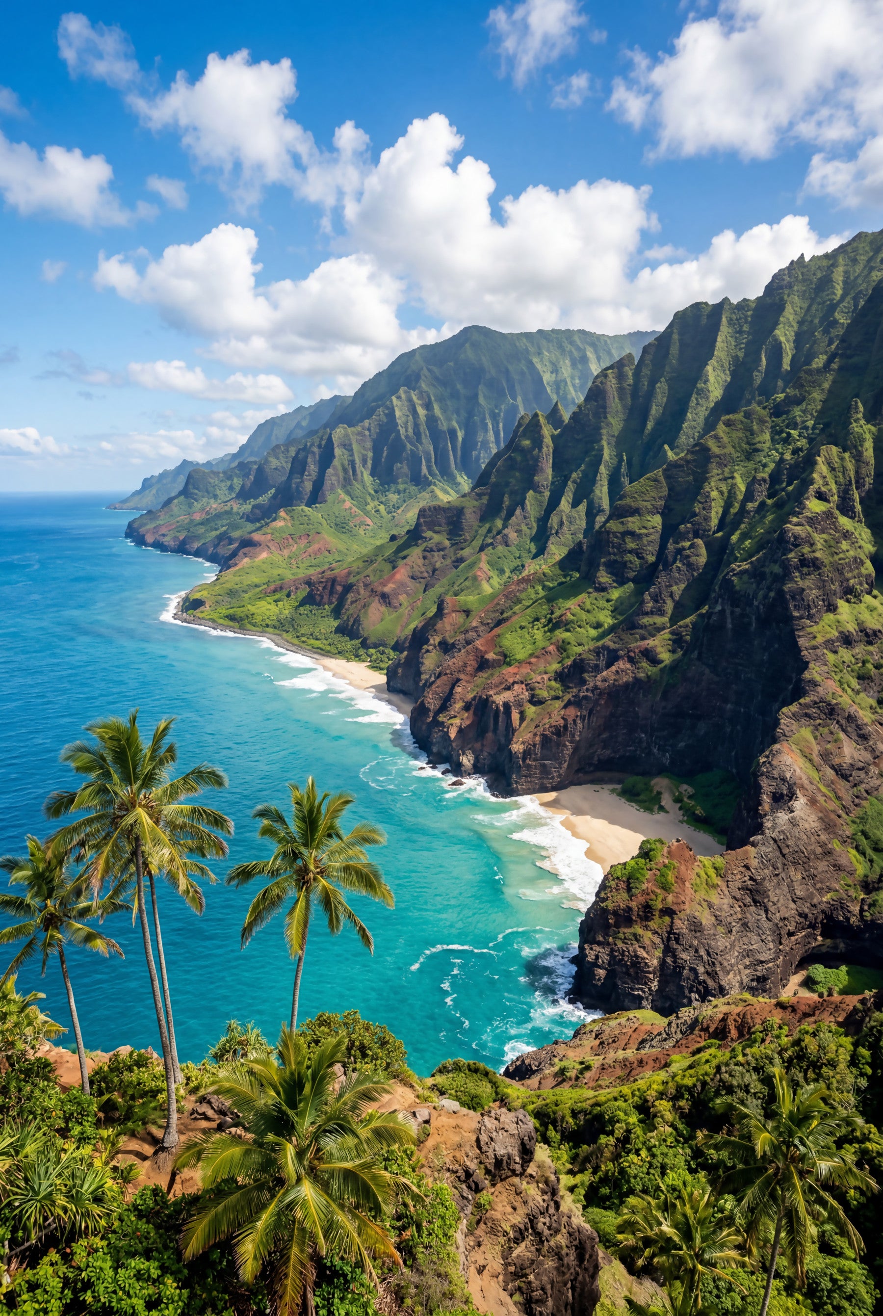 Na Pali Coast: Emerald Cliffs & Azure Sea Wall Mural