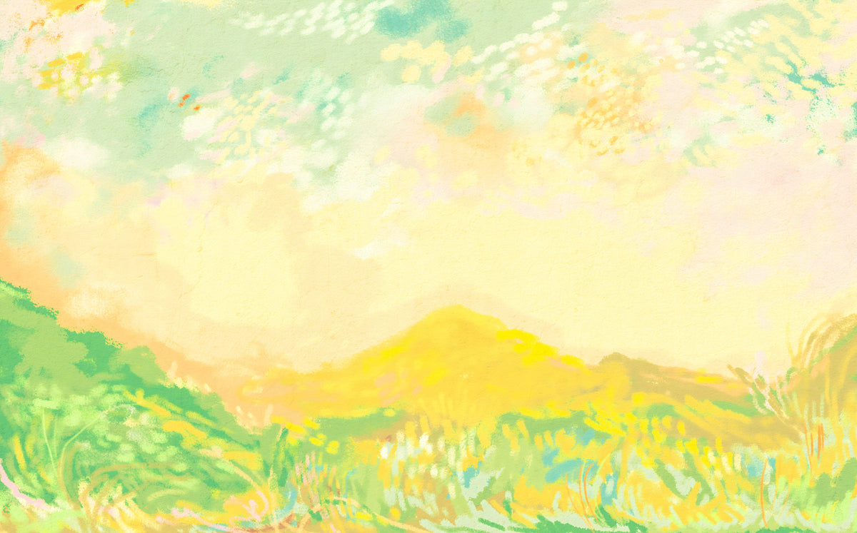 Golden Meadow Whispers Soft Impressionism charcoal strokes Wall Mural in your room — zoomed