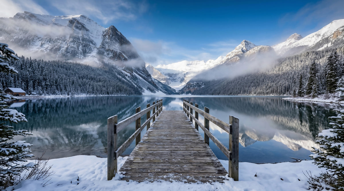 Alpine Lake Winter Serenity Wall Mural