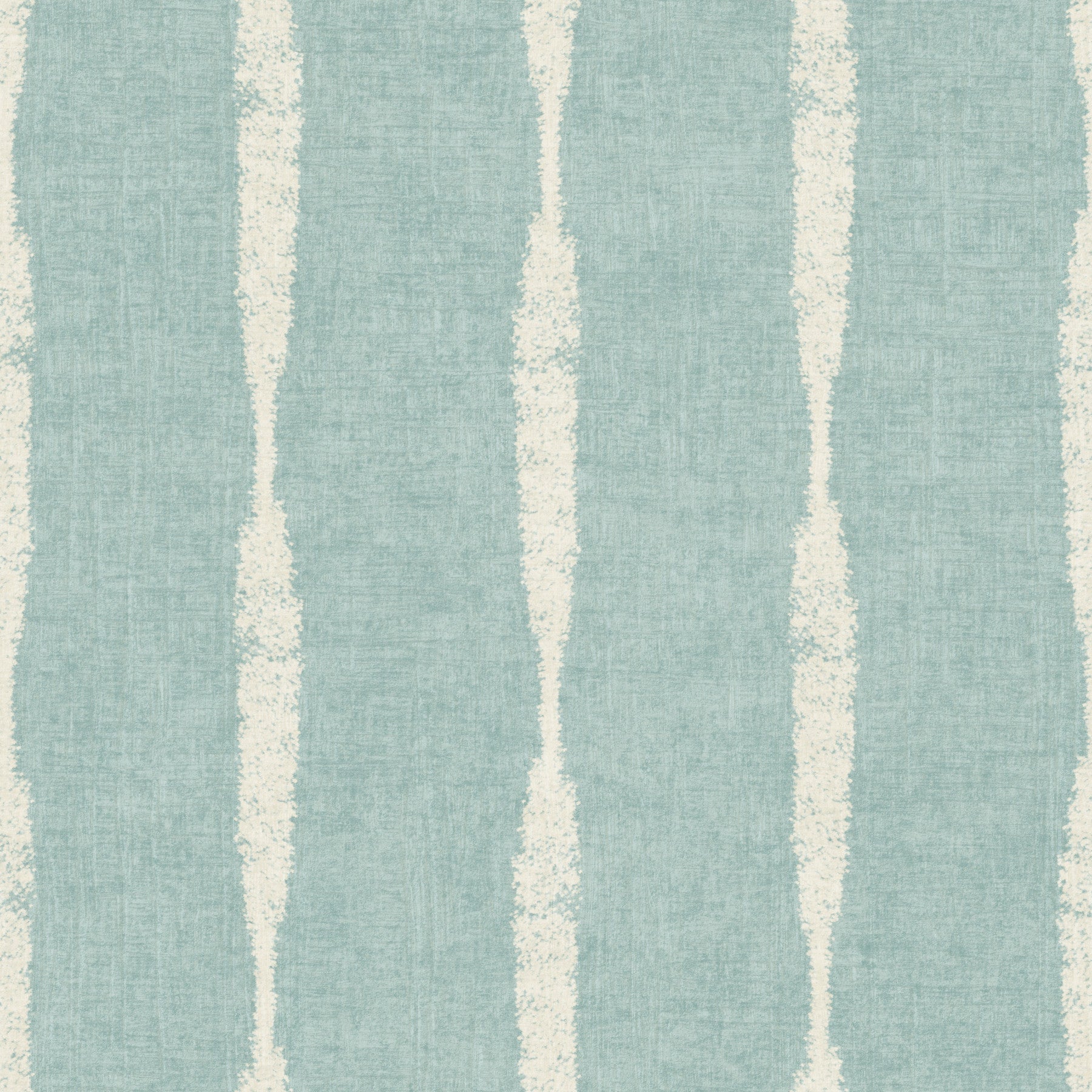 bathroom featuring the cream textured distressed stripes on soft blue wallpaper.