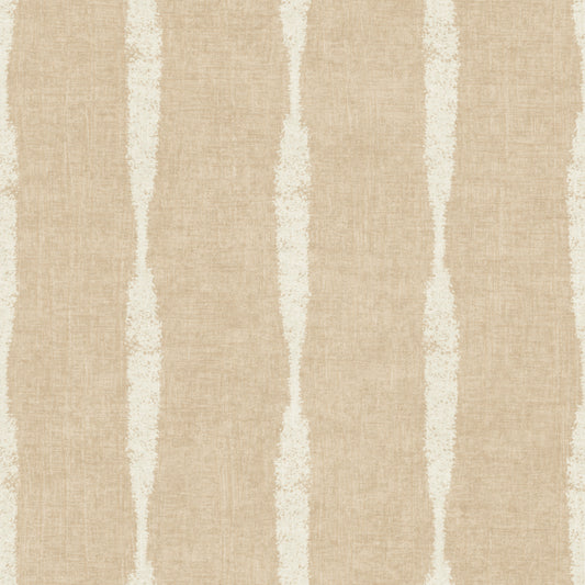 Creamy White Textured Distressed Stripes on Warm Beige Wallpaper⁠