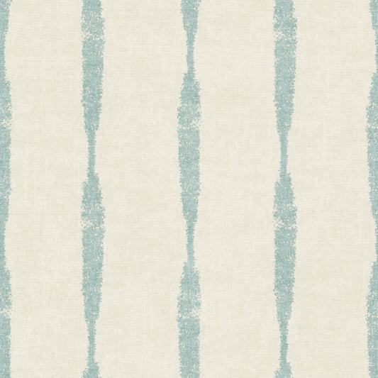 Soft Blue Textured Distressed Stripes on Cream Wallpaper⁠
