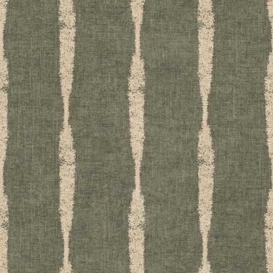 Warm Beige Textured Distressed Stripes on Muted Green Wallpaper⁠