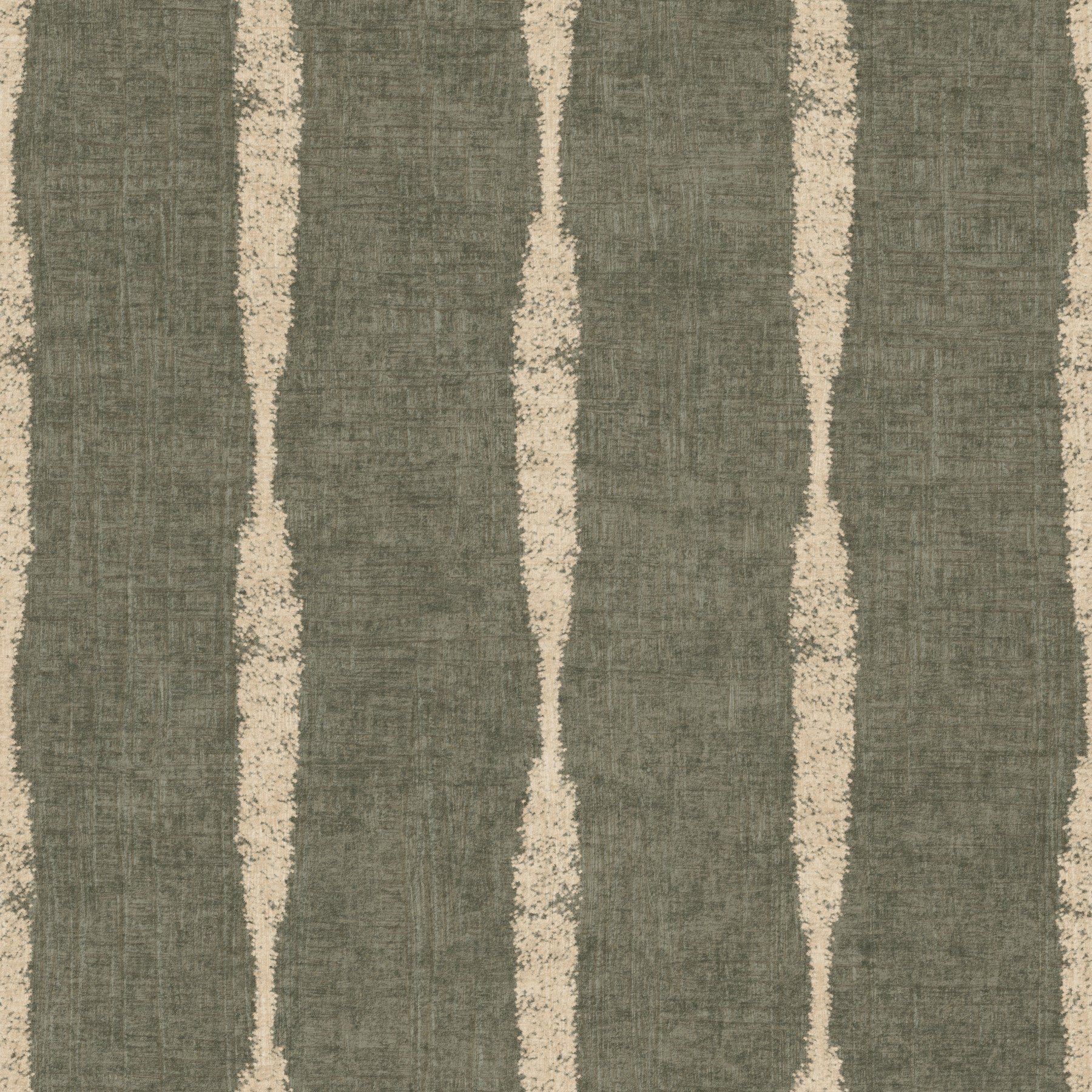 Warm Beige Textured Distressed Stripes on Muted Green Wallpaper⁠