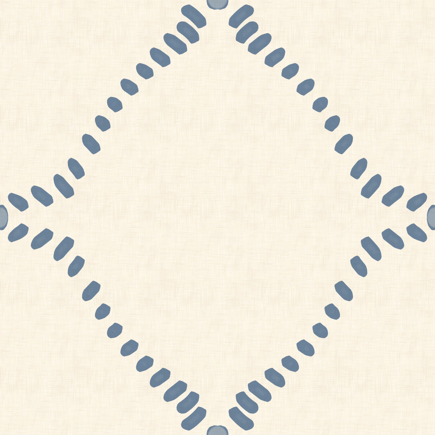 Dotted Lattice wallpaper gives a living room a calm coastal-boho backdrop.

