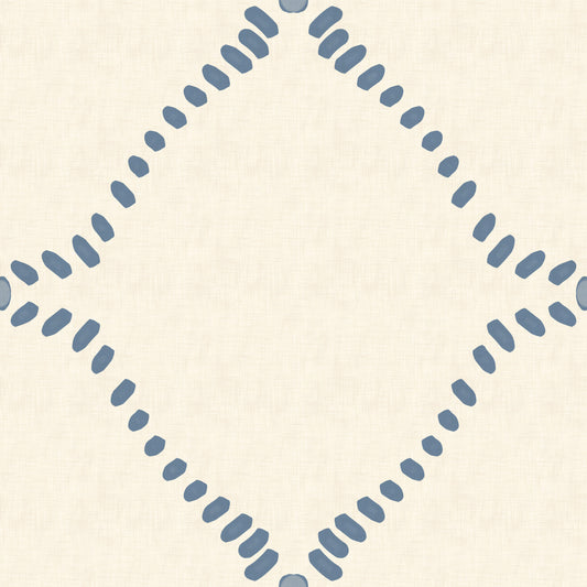 Beachy Boho Costal Slate Blue Dotted Lattice Wallpaper⁠
