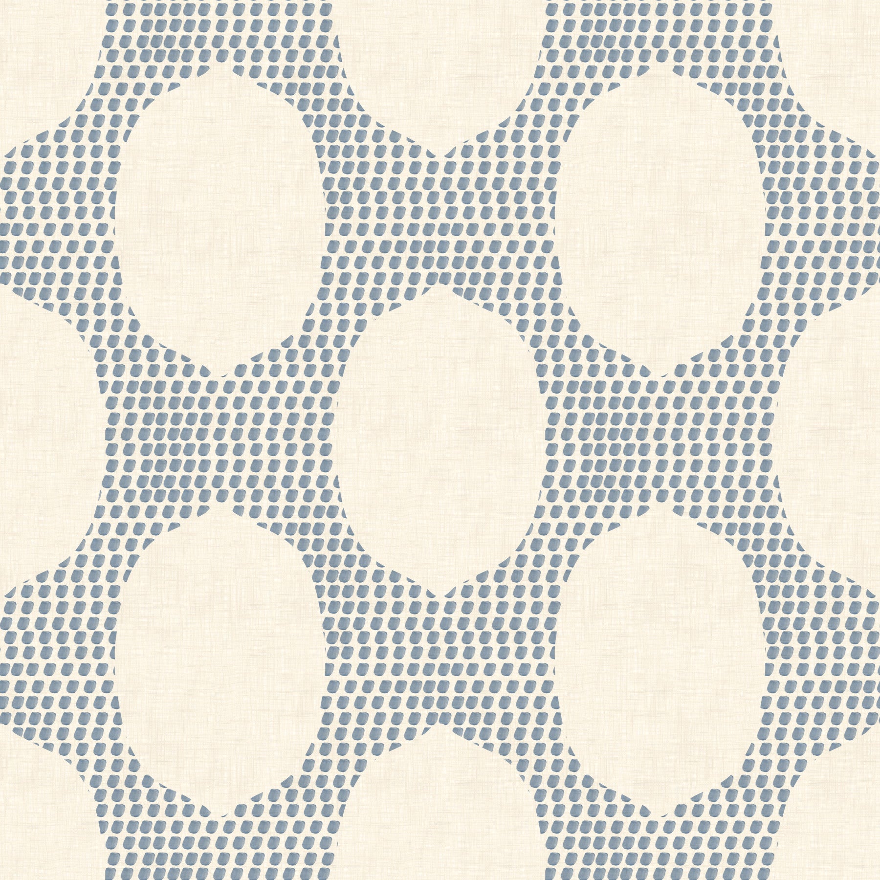 Slate blue mosaic wallpaper keeps a bright bathroom calm and fresh