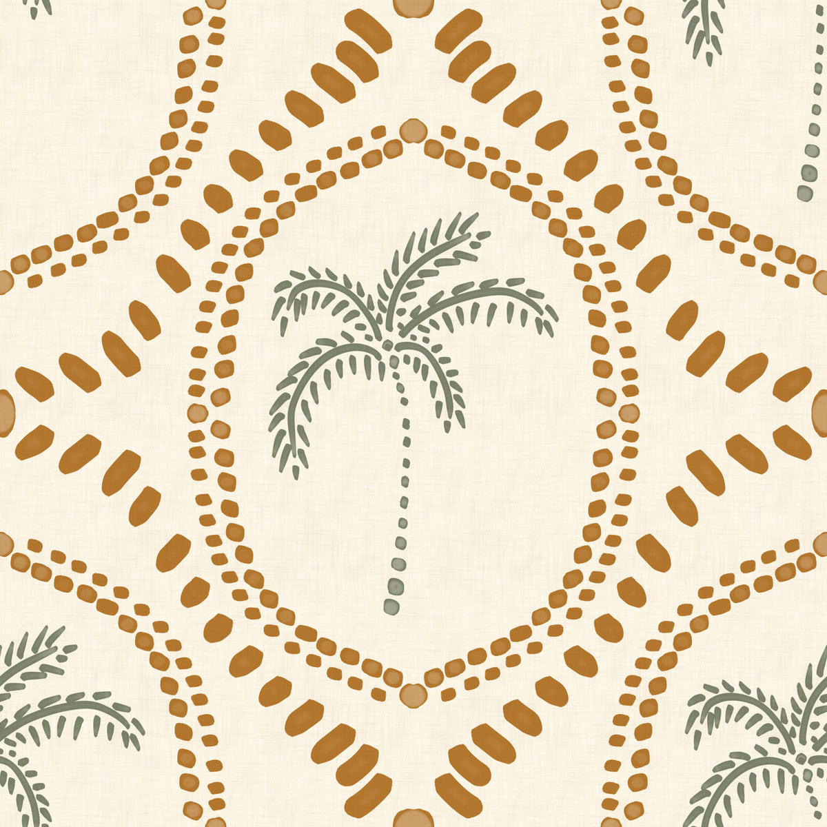 Beachy Boho Palm Oasis Golden Wallpaper⁠