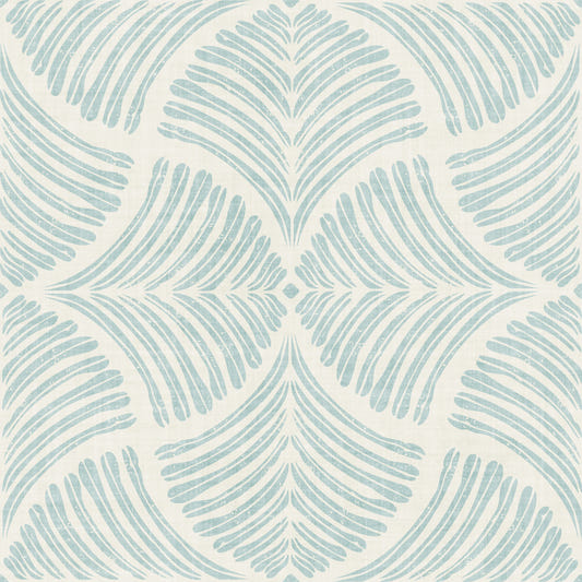 Pastel Blue Textured Scallops Fan Japandi Minimalist Wallpaper⁠
