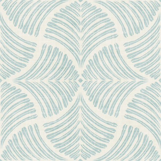 Pastel Blue Textured Scallops Fan Japandi Minimalist Wallpaper⁠