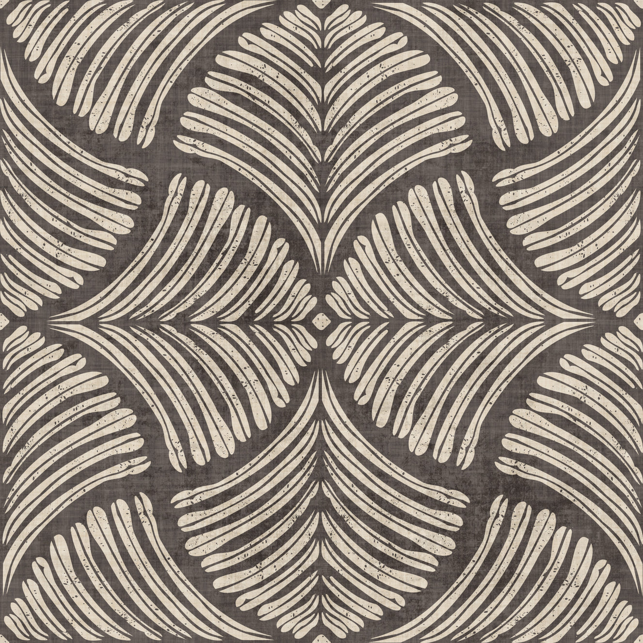 Charcoal Brown Textured Scallops Fan Japandi  Wallpaper⁠