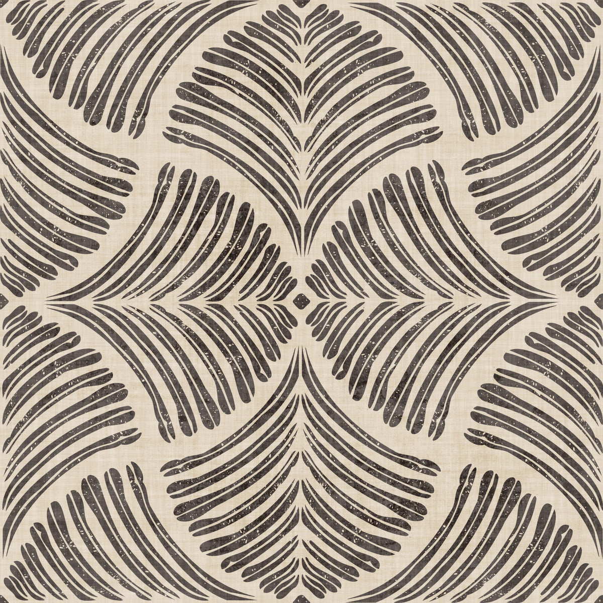 Dark Brown Textured Scallops Fan Japandi Minimalist Wallpaper⁠ in your room — zoomed