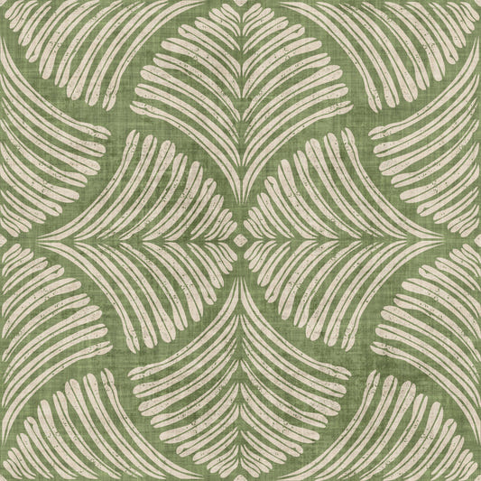 Moss Green Textured Scallops Fan Japandi Minimalist Wallpaper⁠