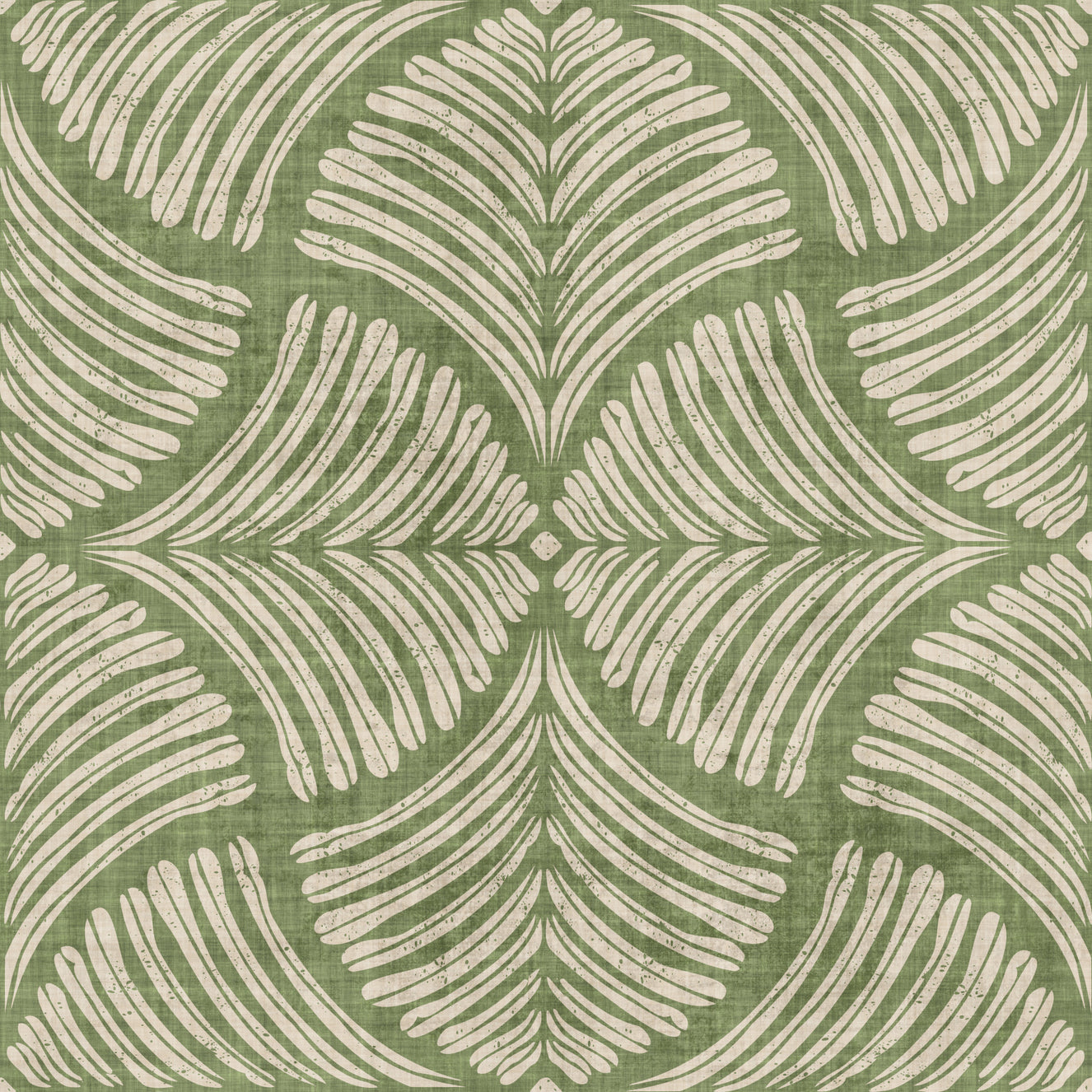 Moss Green Textured Scallops Fan Japandi Minimalist Wallpaper⁠