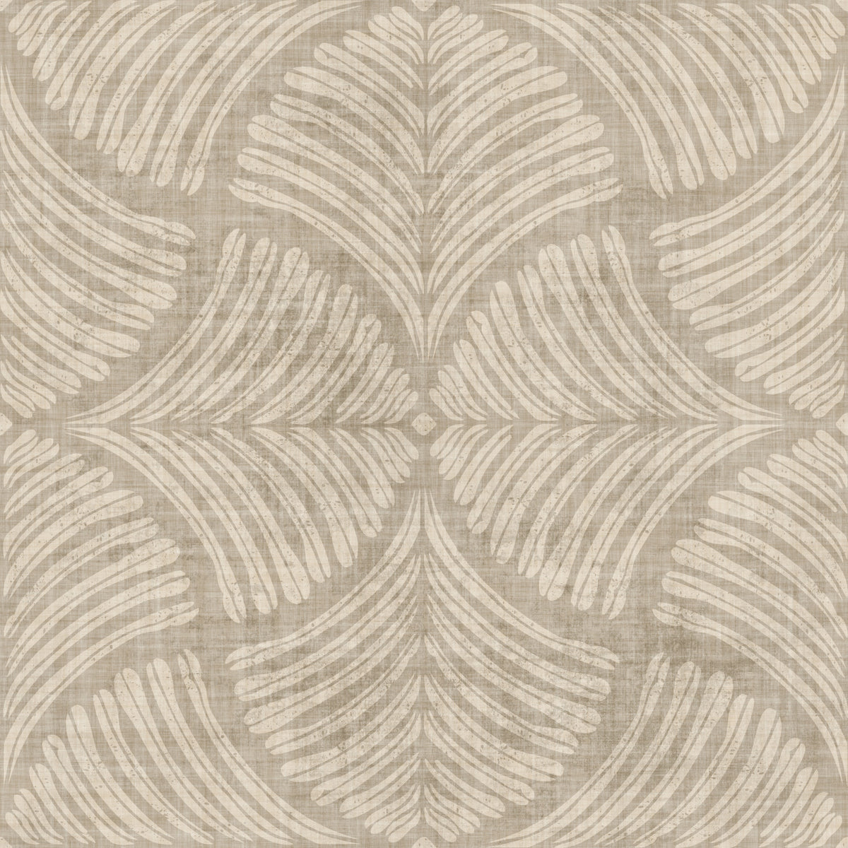 Sand Beige Textured Scallops Fan Japandi Minimalist Wallpaper⁠ in your room — zoomed