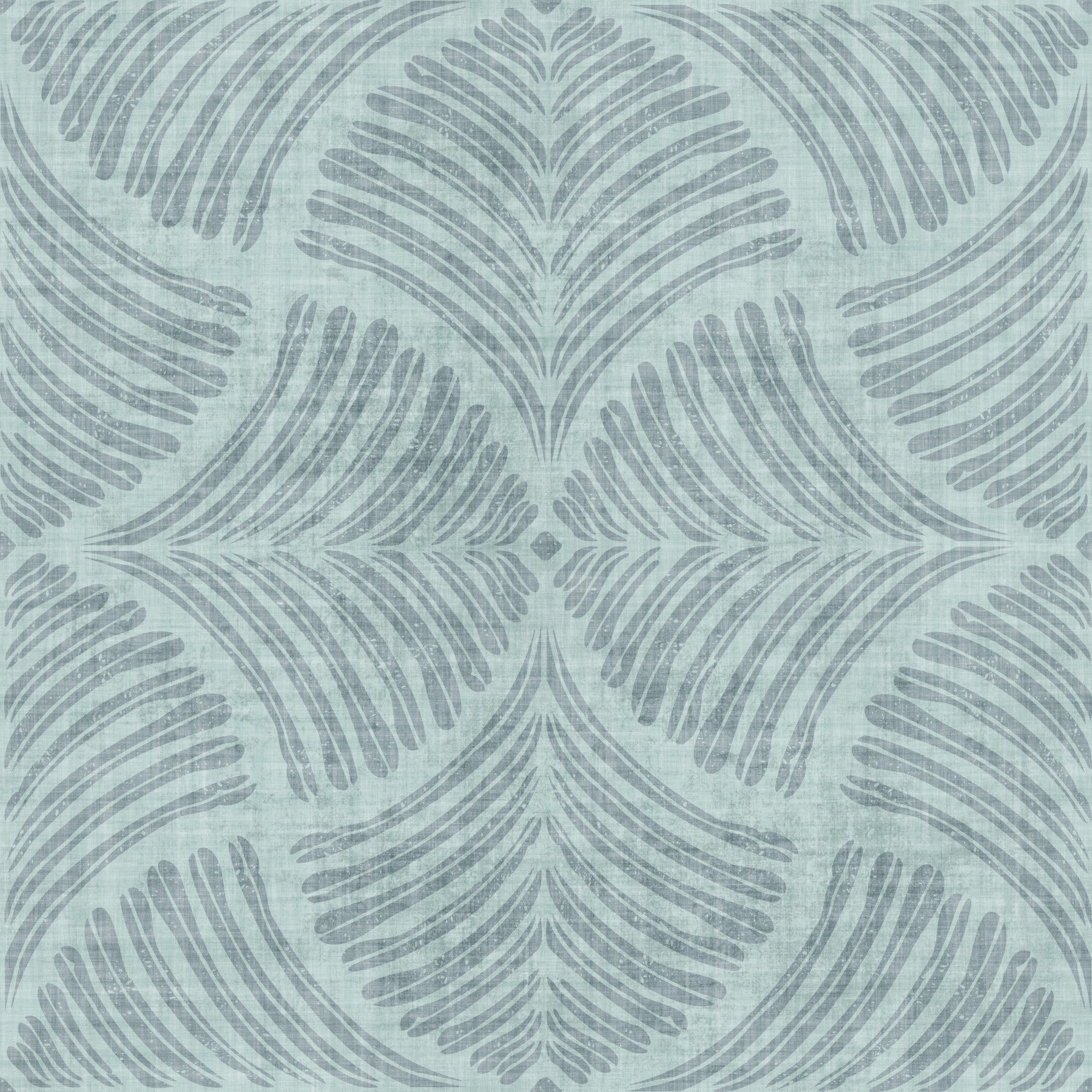 A feathered fan pattern gives this living room a calm, minimalist wallpaper backdrop