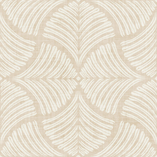 Warm Cream Textured Scallops Fan Japandi Minimalist Wallpaper⁠