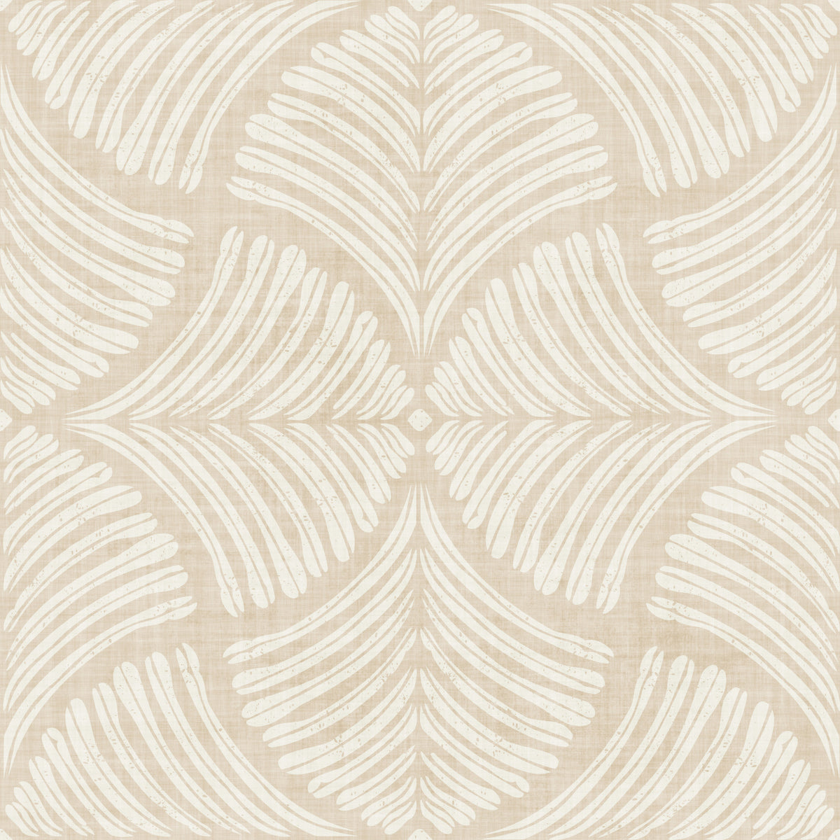 Warm Cream Textured Scallops Fan Japandi Minimalist Wallpaper⁠ in your room — zoomed